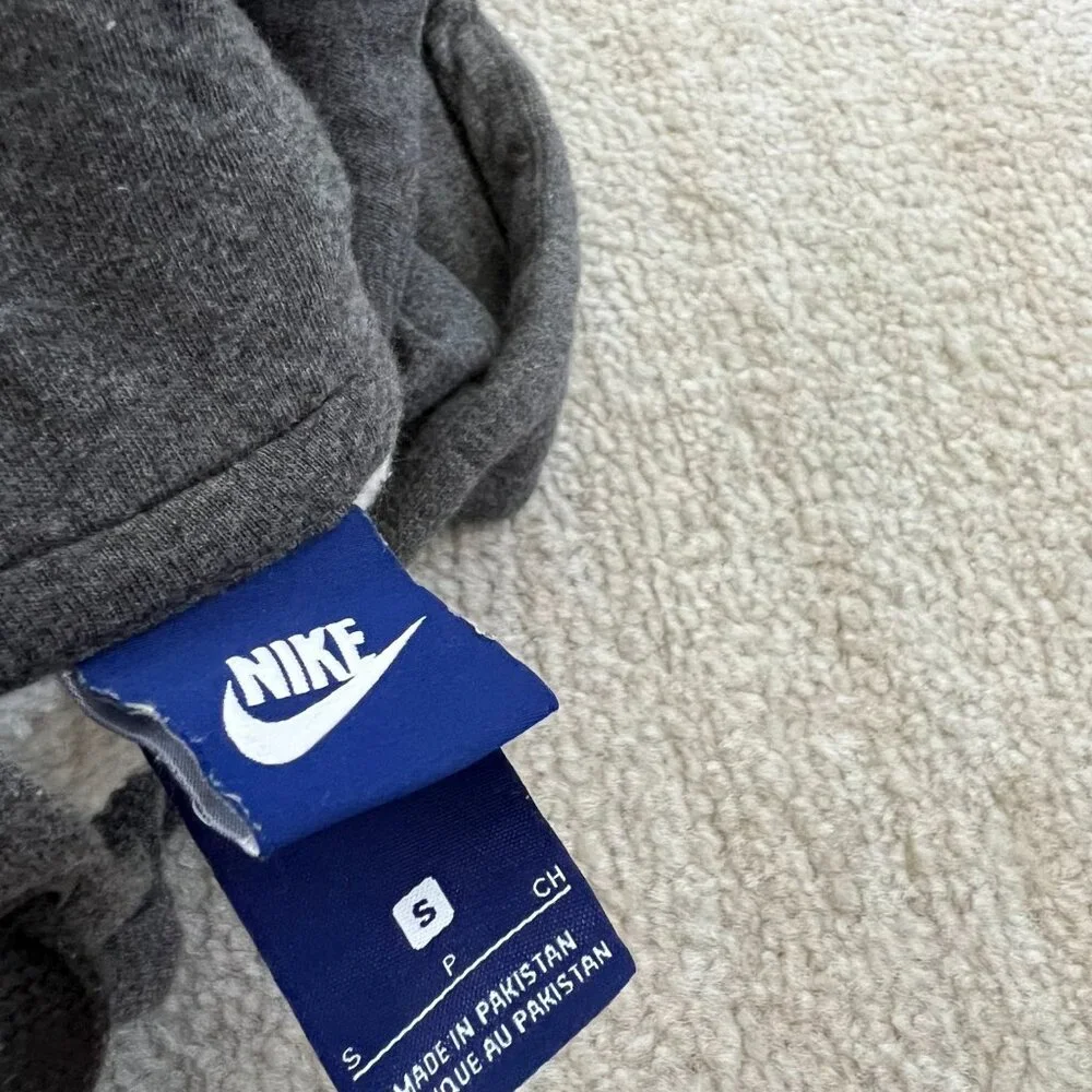 Nike Grey Club Fleece Cotton Pullover Hoodie Sweatshirt S